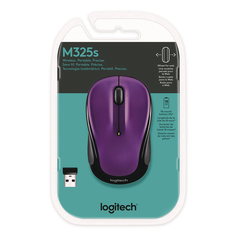 Logitech® M325S Wireless Mouse, 2.4 GHz Frequency, 32.8 ft Wireless Range, Left/Right Hand Use, Violet (LOG797070) Each