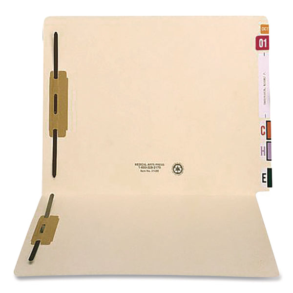 Medical Arts Press® Heavy-Duty End Tab Fastener Folders, 0.75" Expansion, 2 Fasteners, Letter Size, Manila Exterior, 50/Box (MAQ31439) Box of 50