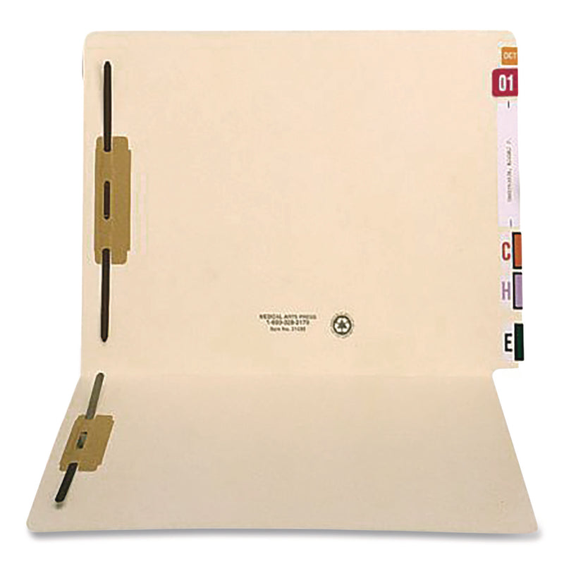 Medical Arts Press® Heavy-Duty End Tab Fastener Folders, 0.75" Expansion, 2 Fasteners, Letter Size, Manila Exterior, 50/Box (MAQ31439) Box of 50