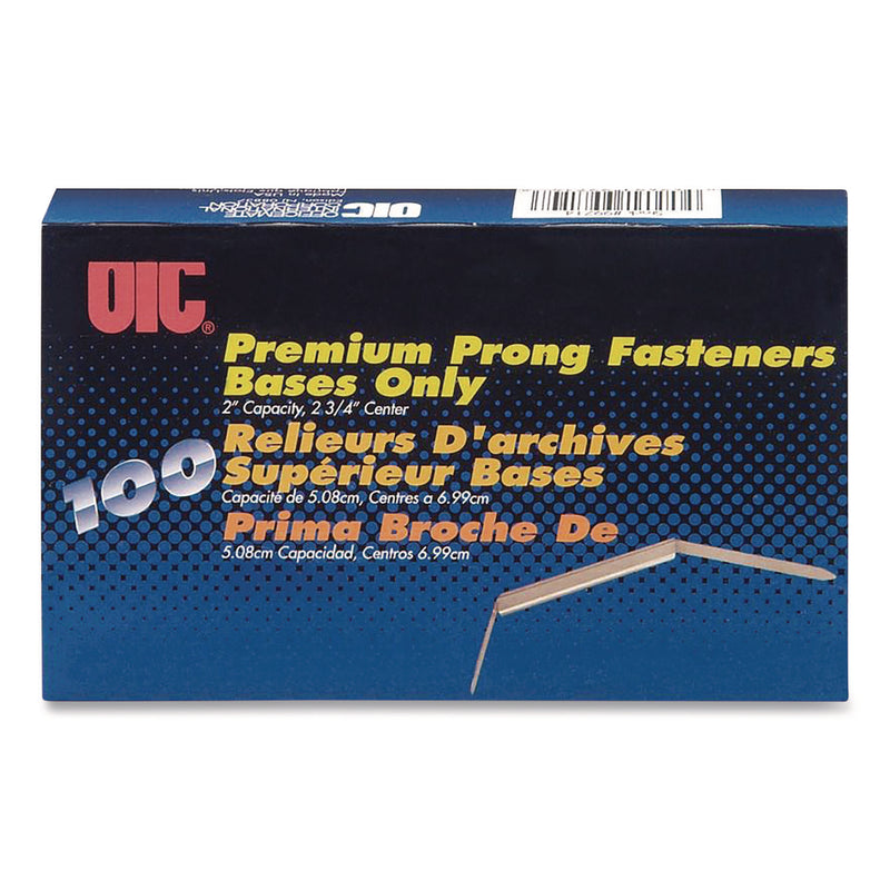 Officemate Prong Fastener Base, 2" Capacity, 2.75" Center to Center, Silver, 100/Box (OIC99714) Box of 100