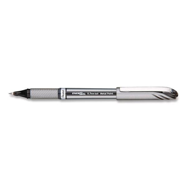 EnerGel NV Gel Pen, Stick, Medium 0.7 mm, Black Ink, Gray/Black Barrel (PENBL27AEA) Each