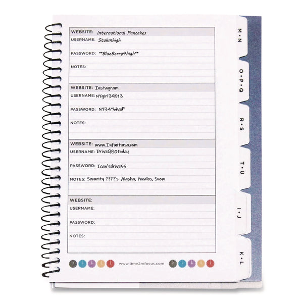 Small/Mini Password Log Book, 480 Total Entries, 4 Entries/Page, Black Plastic Cover, (60) 7 x 5.5 Sheets (RFCSMBLKPWBOOK) Each