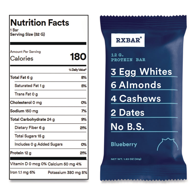 RXBAR® Adult Bars, Blueberry, 1.83 oz Bar, 12/Box (RXBCGO00426) Box of 12