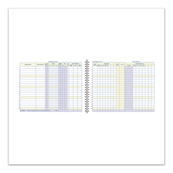 Adams Business Forms Weekly Payroll Record Book for 20 Employees, Two-Page Spread: 36 Columns, Royal Blue Cover, 8.5 x 11 Sheets, 56 Sheets/Book (ABFAFR50) Each