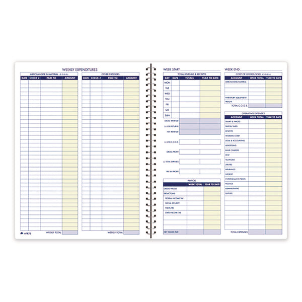 Adams Business Forms Weekly Bookkeeping Ledger, Columns Vary By Section, Royal Blue Cover, 11 x 8.5 Sheets, 56 Sheets/Book (ABFAFR70) Each