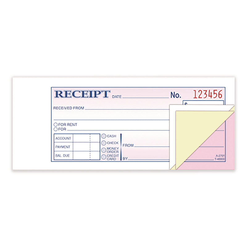 Adams Business Forms Multipart Money/Rent Receipt Book, Three-Part Carbonless, 6.69 x 2.75, 50 Receipts/Book, 3 Books/Pack (ABFD2701) Pack of 3