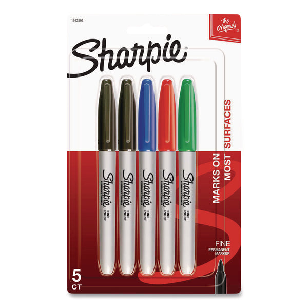 Sharpie® Fine Tip Permanent Marker, Fine Bullet Tip, Assorted Ink Colors, 5/Pack (SAN30653PPA) Pack of 5