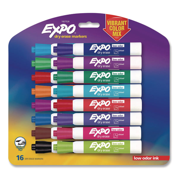 Expo® Low Odor Dry Erase Vibrant Color Markers, Broad Chisel Tip, Assorted Colors, 16/Set (SAN1927526A) 16 ST