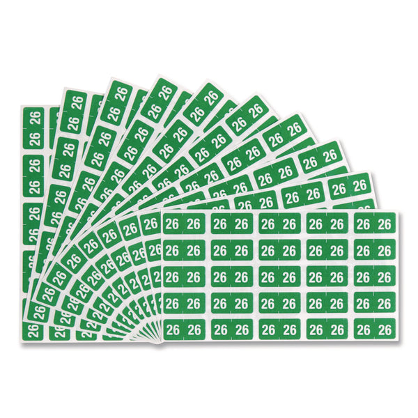 Yearly End Tab File Folder Labels, 0.5 x 1, Green, 25/Sheet, 10 Sheets/Pack (SMD67926) Pack of 250