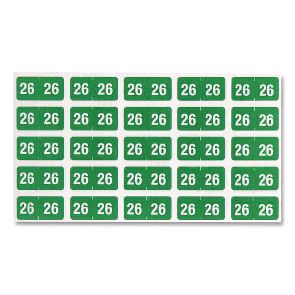 Yearly End Tab File Folder Labels, 0.5 x 1, Green, 25/Sheet, 10 Sheets/Pack (SMD67926) Pack of 250