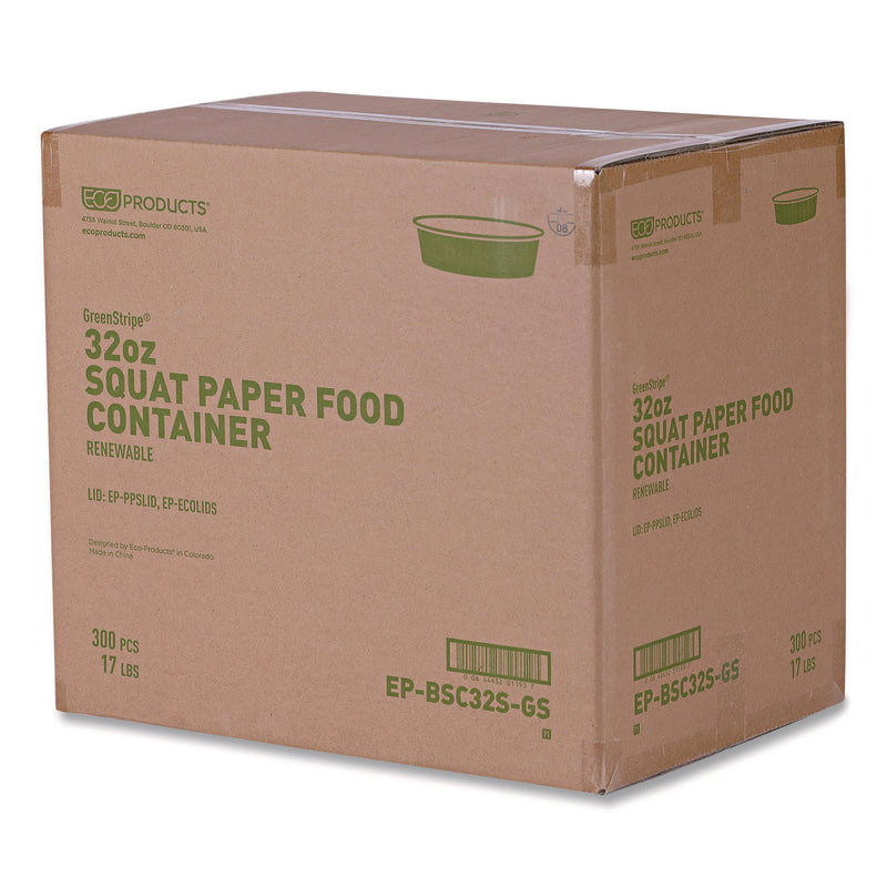 Eco-Products® GreenStripe Paper Food Containers, 7.28" dia x, 2.48", White, 300/Carton (ECOEPBSC32SGS) Case of 300