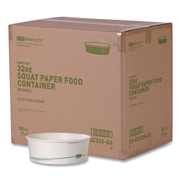 Eco-Products® GreenStripe Paper Food Containers, 7.28" dia x, 2.48", White, 300/Carton (ECOEPBSC32SGS) Case of 300