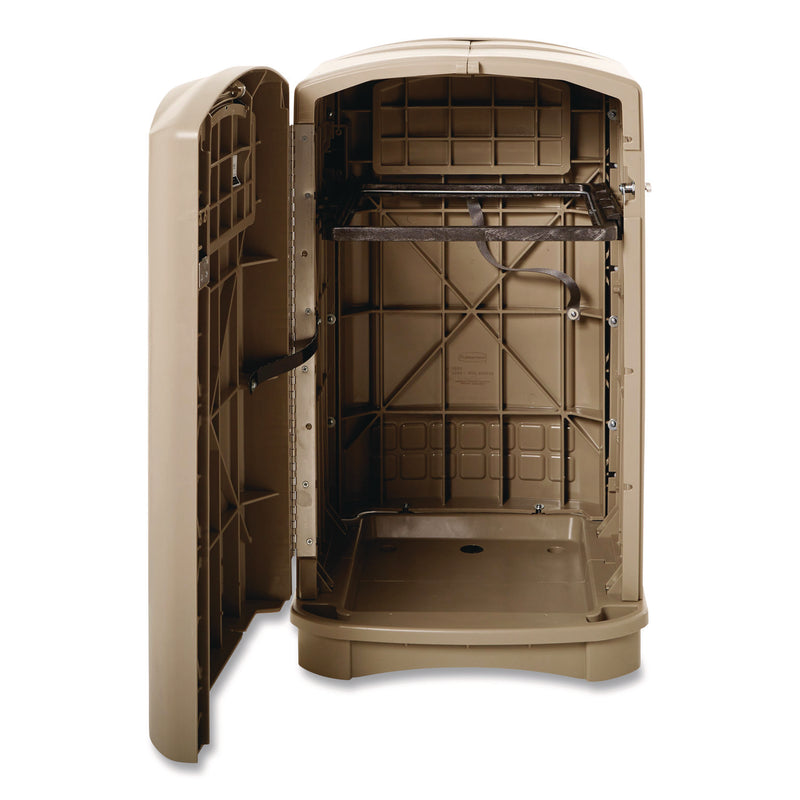 Rubbermaid Plaza Indoor/Outdoor Waste Container, Rectangular, Plastic, 50 gal, Beige (3964BG) Each