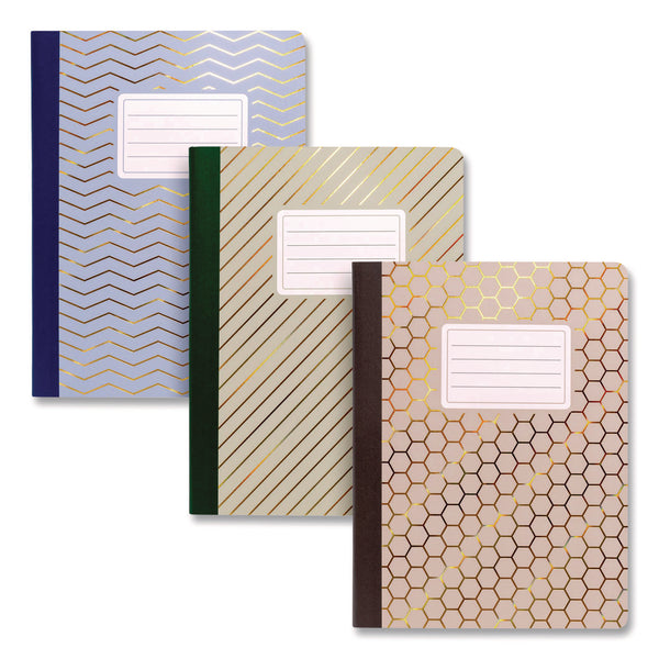 Composition Book, Medium/College Rule, Assorted Haze Cover Colors, (70) 9.8 x 6.9 Sheets, 3/Pack (PUK9976ASTHZE) Pack of 3