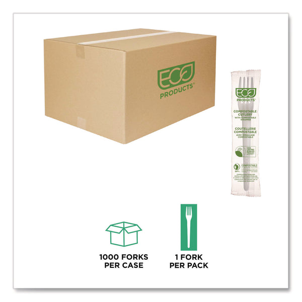 Eco-Products® Plantware CPLA Cutlery, Individually Wrapped, Fork, White, 1,000/Carton (ECOEPS017W) Case of 1000