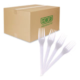 Plantware CPLA Cutlery, Fork, White, 1,000/Carton (ECOEPS017) Case of 1000