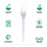 Plantware CPLA Cutlery, Fork, White, 1,000/Carton (ECOEPS017) Case of 1000