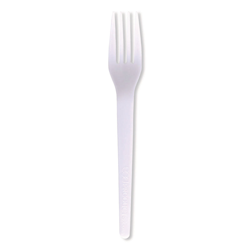 Plantware CPLA Cutlery, Fork, White, 1,000/Carton (ECOEPS017) Case of 1000