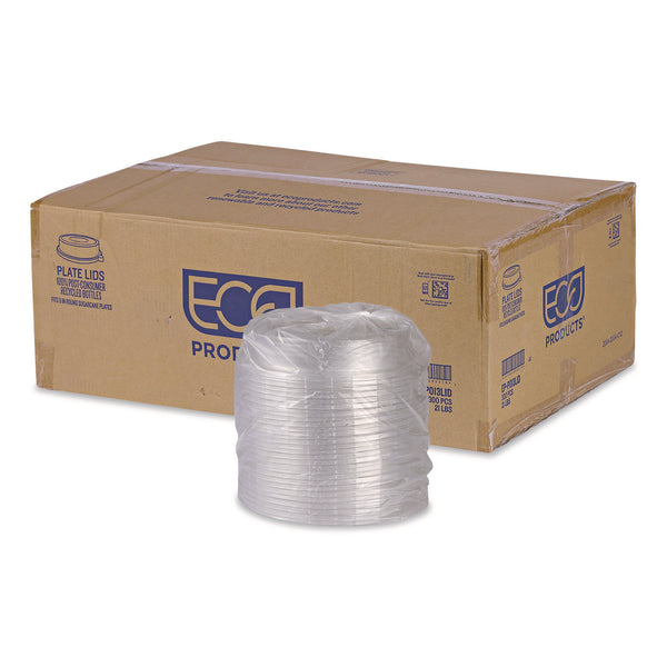 Eco-Products® 100% Recycled Content Round Plate Lids, Plastic, 9" dia x 1.5" h, Clear, 300/Carton (ECOEPP013LID) Case of 300