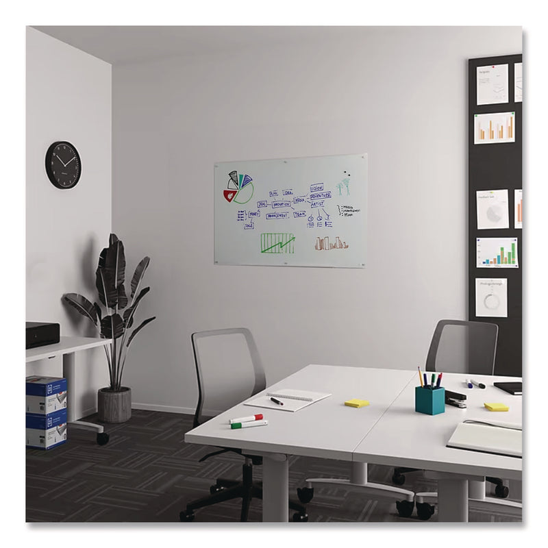 TRU RED™ Magnetic Tempered Glass Dry Erase Board, 36" x 24", White Surface (TUDTR61195) Each