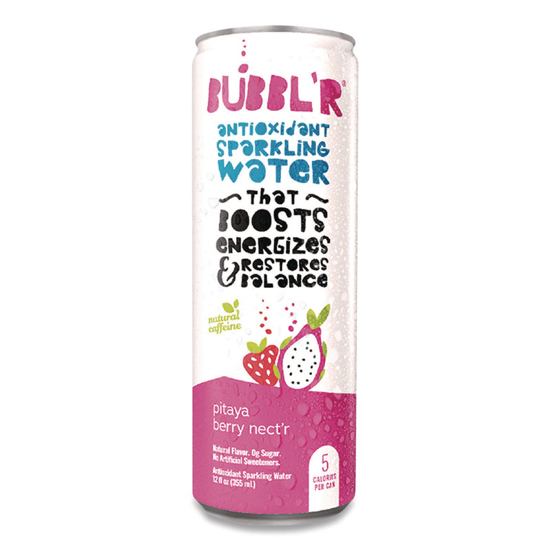 Bubbl'r Antioxidant Sparkling Water, Pitaya Berry Nect'r, 12 oz Can, 12 Cans/Carton (BBBWIC39978) Case of 12
