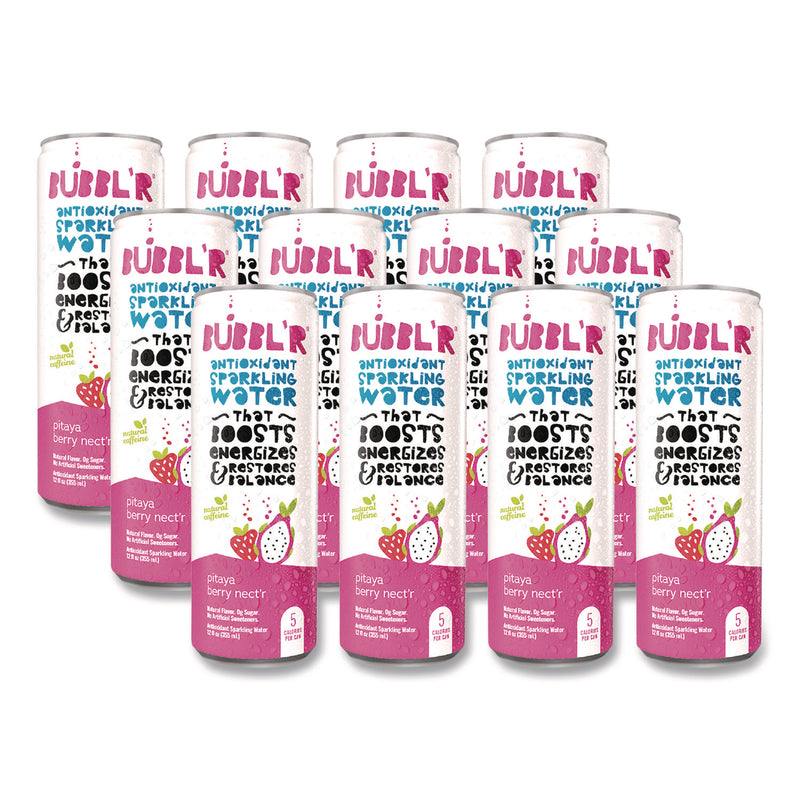 Bubbl'r Antioxidant Sparkling Water, Pitaya Berry Nect'r, 12 oz Can, 12 Cans/Carton (BBBWIC39978) Case of 12
