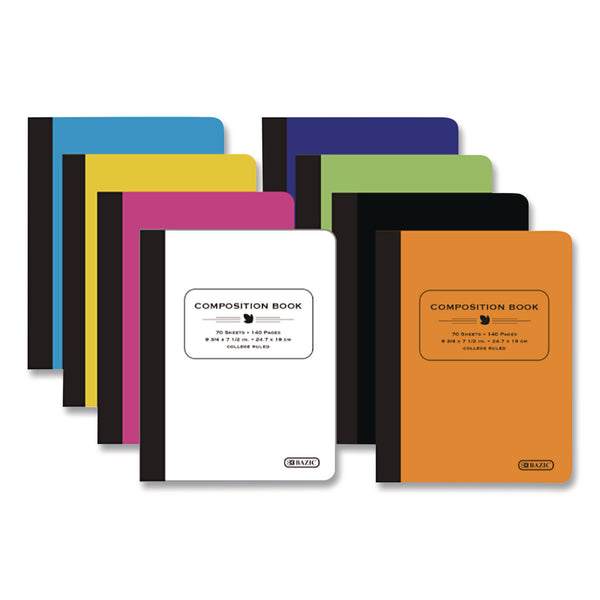 Poly Cover Composition Books, Medium/College Rule, Randomly Assorted Cover Color, (70) 9.75 x 7 Sheets (BAZ5089) Each