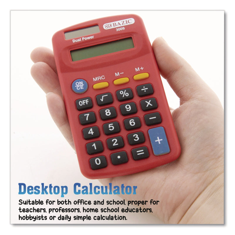 BAZIC® Products Dual Power Pocket Size Calculator, 8-Digit, LCD (BAZ3009) Each