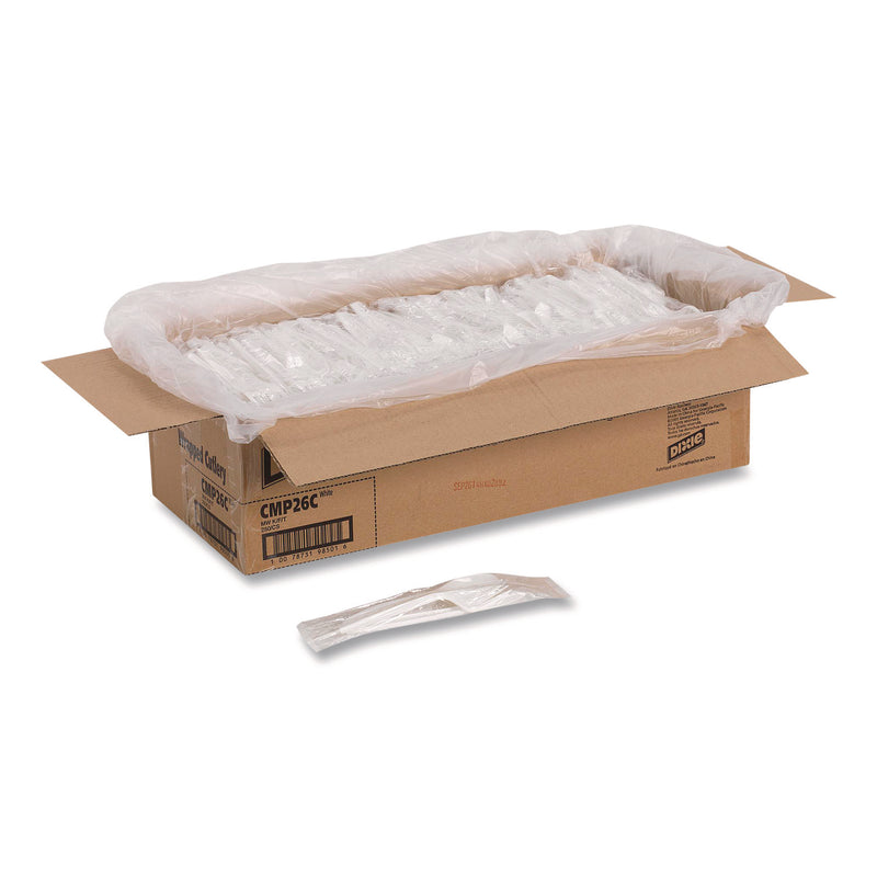 Dixie Mediumweight Polypropylene Cutlery, Fork/Knife/Teaspoon, Plastic, White, 250/Carton (DXECMP26C) Case of 250