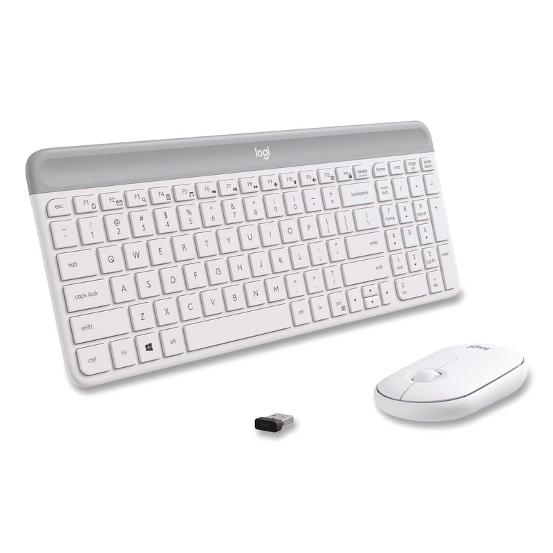 Logitech® MK470 Slim Wireless Keyboard and Mouse Combo, 2.4 GHz/33 ft Wireless Range, Off-White (LOG920009443) Each