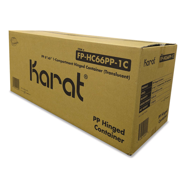 Polypropylene Plastic Hinged Container, 6 x 6 x 3.3, Clear, Plastic, 50/Pack, 6 Packs/Carton (KRTFPHC66PP1C) Case of 300