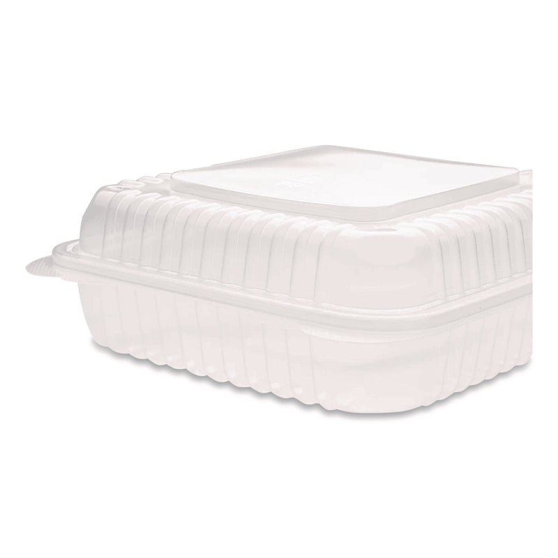 Polypropylene Plastic Hinged Container, 9.35 x 9.22 x 3.17, Clear, Plastic, 50/Pack, 4 Packs/Carton (KRTFPHC99PP1C) Case of 200