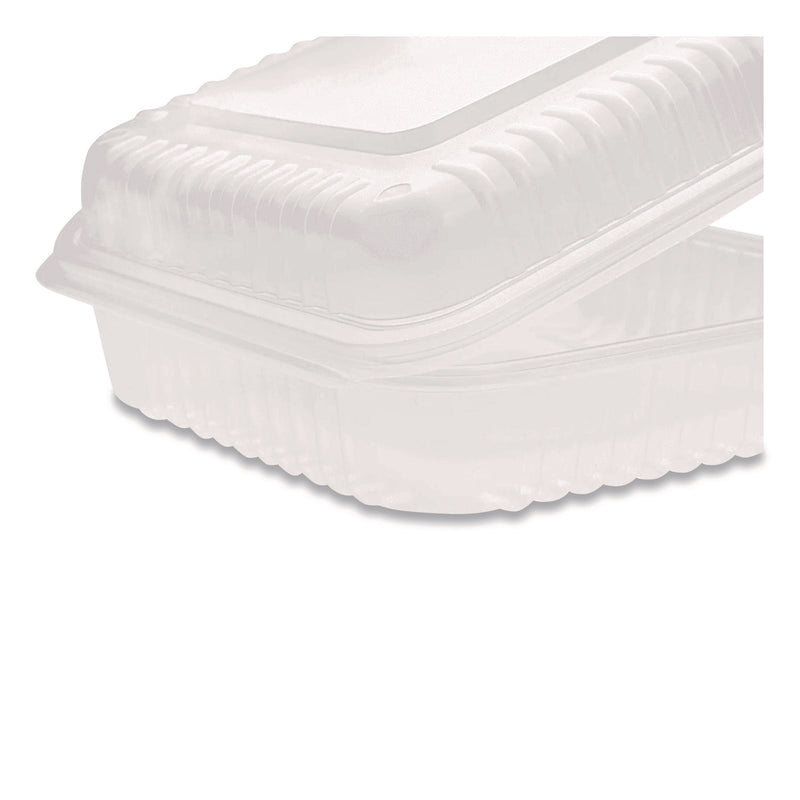 Polypropylene Plastic Hinged Container, 9.35 x 9.22 x 3.17, Clear, Plastic, 50/Pack, 4 Packs/Carton (KRTFPHC99PP1C) Case of 200