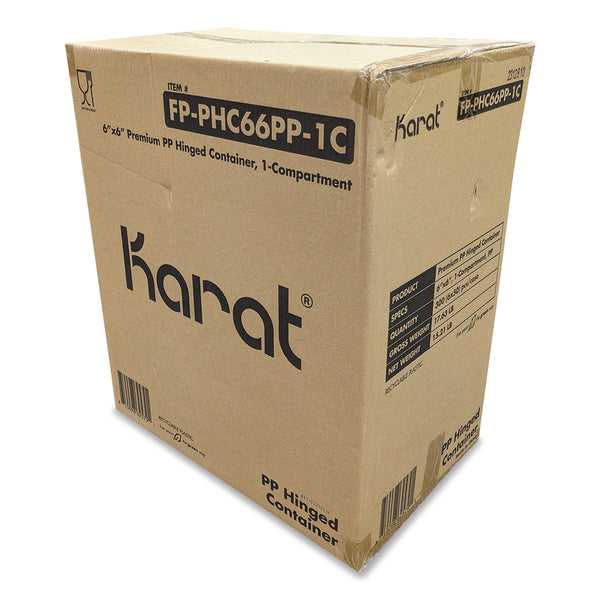 Polypropylene Plastic Hinged Container, 6 x 6 x 3, Black/Clear, Plastic, 50/Pack, 6 Packs/Carton (KRTFPPHC66PP1C) Case of 300