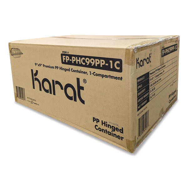 Polypropylene Plastic Hinged Container, 9 x 9 x 3, Black/Clear, Plastic, 50/Pack, 3 Packs/Carton (KRTFPPHC99PP1C) Case of 150