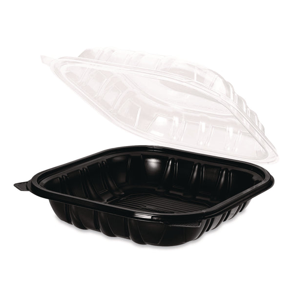 Polypropylene Plastic Hinged Container, 9 x 9 x 3, Black/Clear, Plastic, 50/Pack, 3 Packs/Carton (KRTFPPHC99PP1C) Case of 150