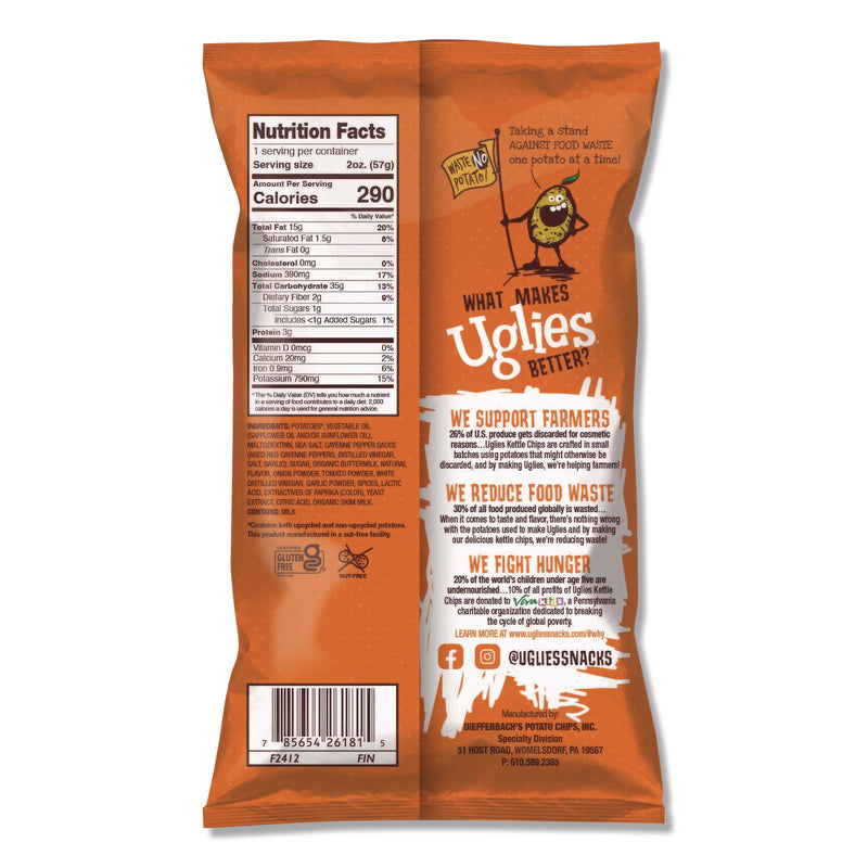 Uglies® Kettle Potato Chips, Buffalo Ranch, 2 oz Bags, 24/Carton (UGLDFN26181) Case of 24