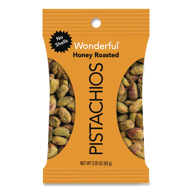 Wonderful® No Shells Honey Roasted Pistachios, 2.25 oz Bags, 8/Box (WONPAR91086) Box of 8