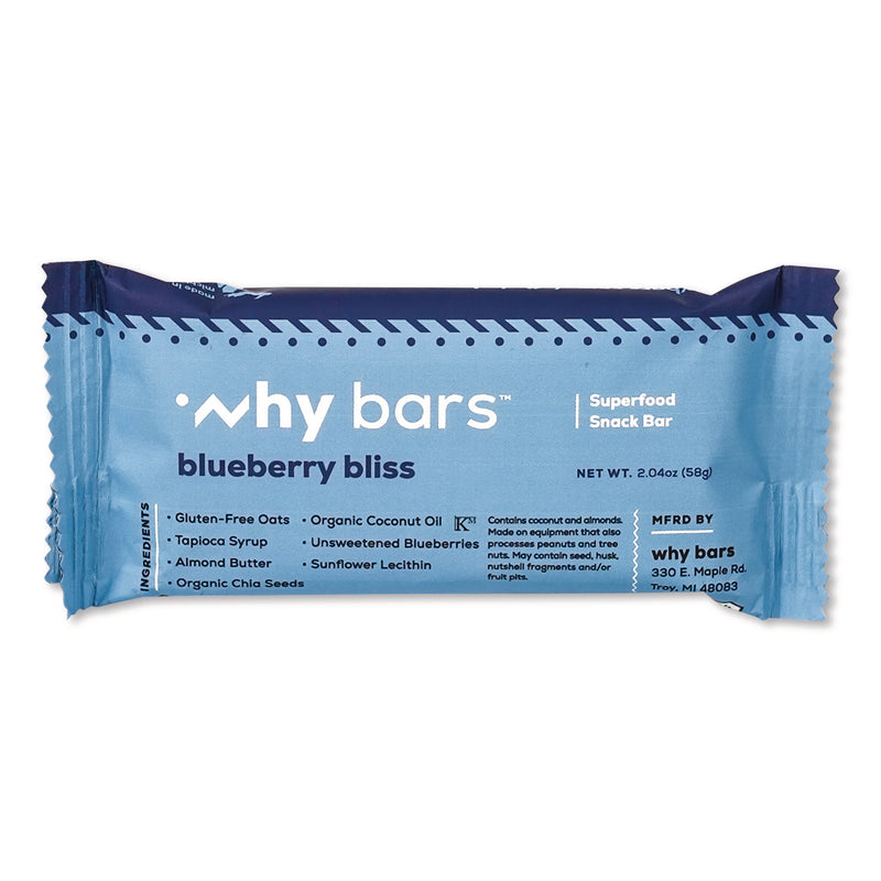 Superfood Snack Bar, Blueberry Bliss, 2.04 oz Bar, 12/Box (WHYWHY16209) Box of 12