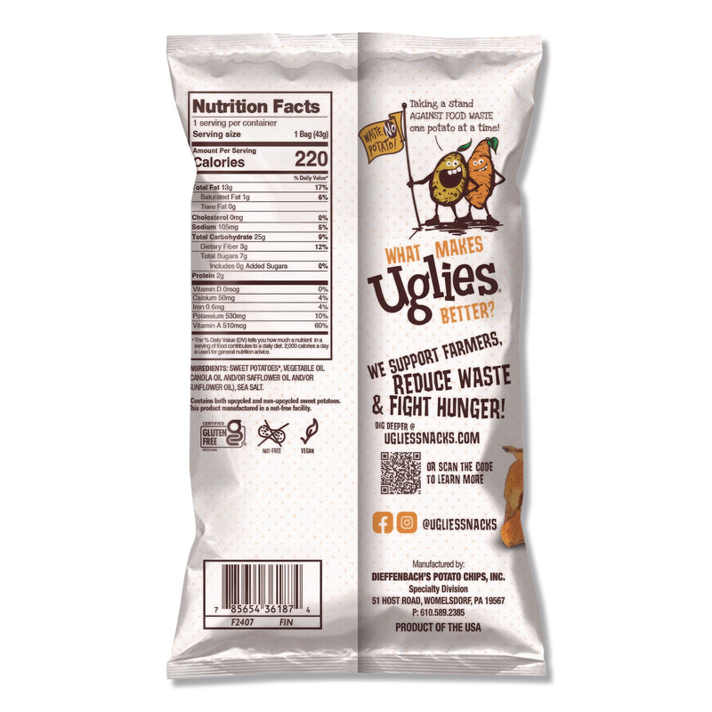 Uglies® Kettle Potato Chips, Sweet Potato, 2 oz Bags, 24/Carton (UGLDFN36187) Case of 24