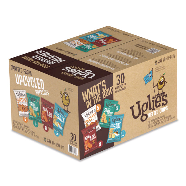 Uglies® Kettle Potato Chips, Assorted, 0.88 oz/1 oz Bags, 30/Carton (UGLDFN34091) Case of 30