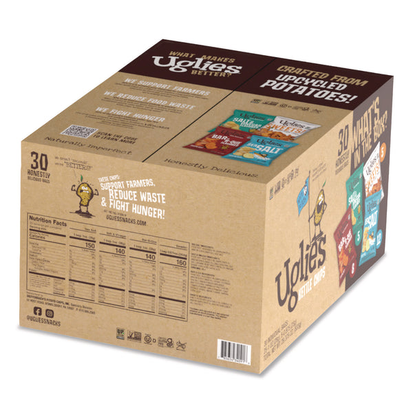 Uglies® Kettle Potato Chips, Assorted, 0.88 oz/1 oz Bags, 30/Carton (UGLDFN34091) Case of 30