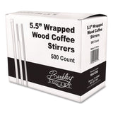 Berkley Square Wrapped Wood Stirrers, 5.5", 500/Box (BEKBEP90211) Box of 500
