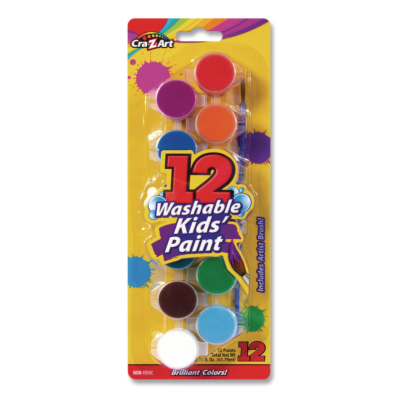 Washable Kids' Paint Set, with Artist Brush, 12 Assorted Colors/Pack (CZA1062824) Pack of 12