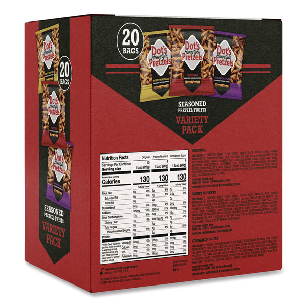 Dot's Pretzels® Variety Pack, Assorted Flavors, 1 oz Bag, 20/Box (DOODDP71946) Box of 20
