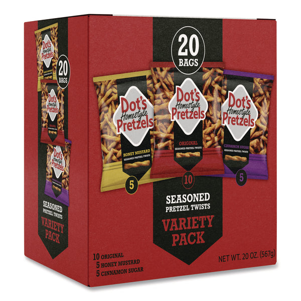 Dot's Pretzels® Variety Pack, Assorted Flavors, 1 oz Bag, 20/Box (DOODDP71946) Box of 20