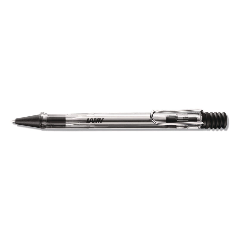 Vista Ballpoint Pen, Retractable, Medium, Black Ink, Clear/Black Barrel (LMYL212) Each