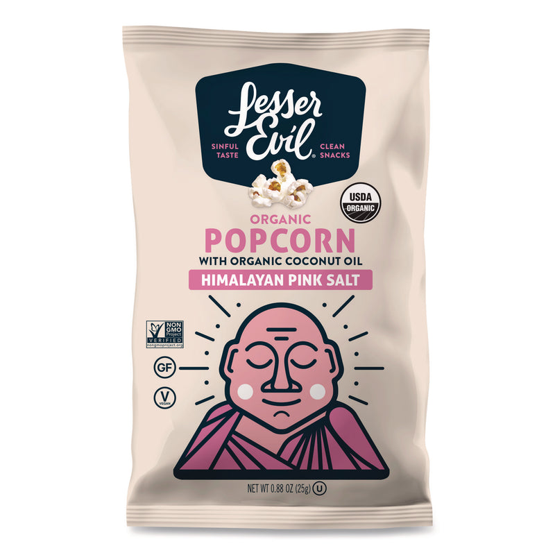 LesserEvil® Snack Organic Himalayan Pink Salt Popcorn, 0.88 oz Bag, 18/Carton (LSULSN00141) Case of 18