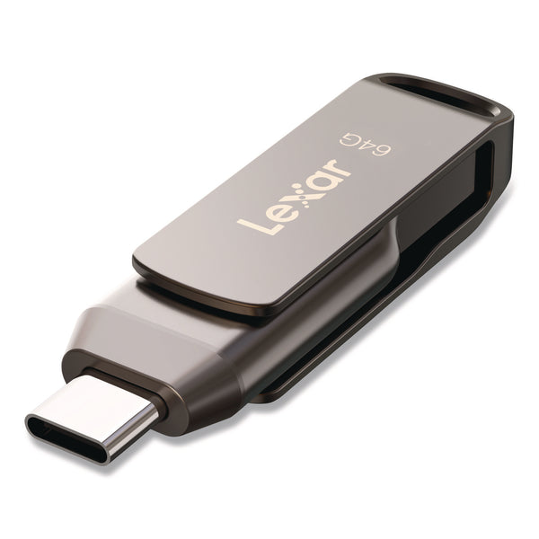Lexar JumpDrive D400 USB 3.1 Flash Drive, 64 GB, Titanium (LXRLJDD40064GB) Each