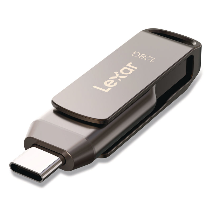 Lexar JumpDrive D400 USB 3.1 Flash Drive, 128 GB, Titanium (LXRLJDD400128GB) Each